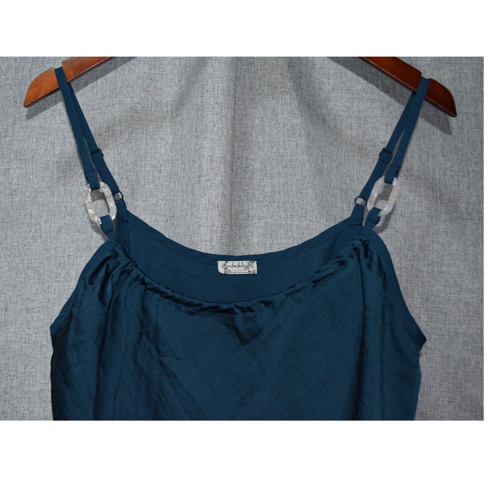 Free People Intimately Teal Silk Blend Adjustable Strap Cami Size M - Picture 2 of 4